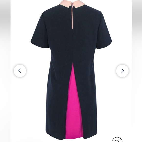 Ted baker NWOT navy pleated dress with bow collar - Picture 3 of 7